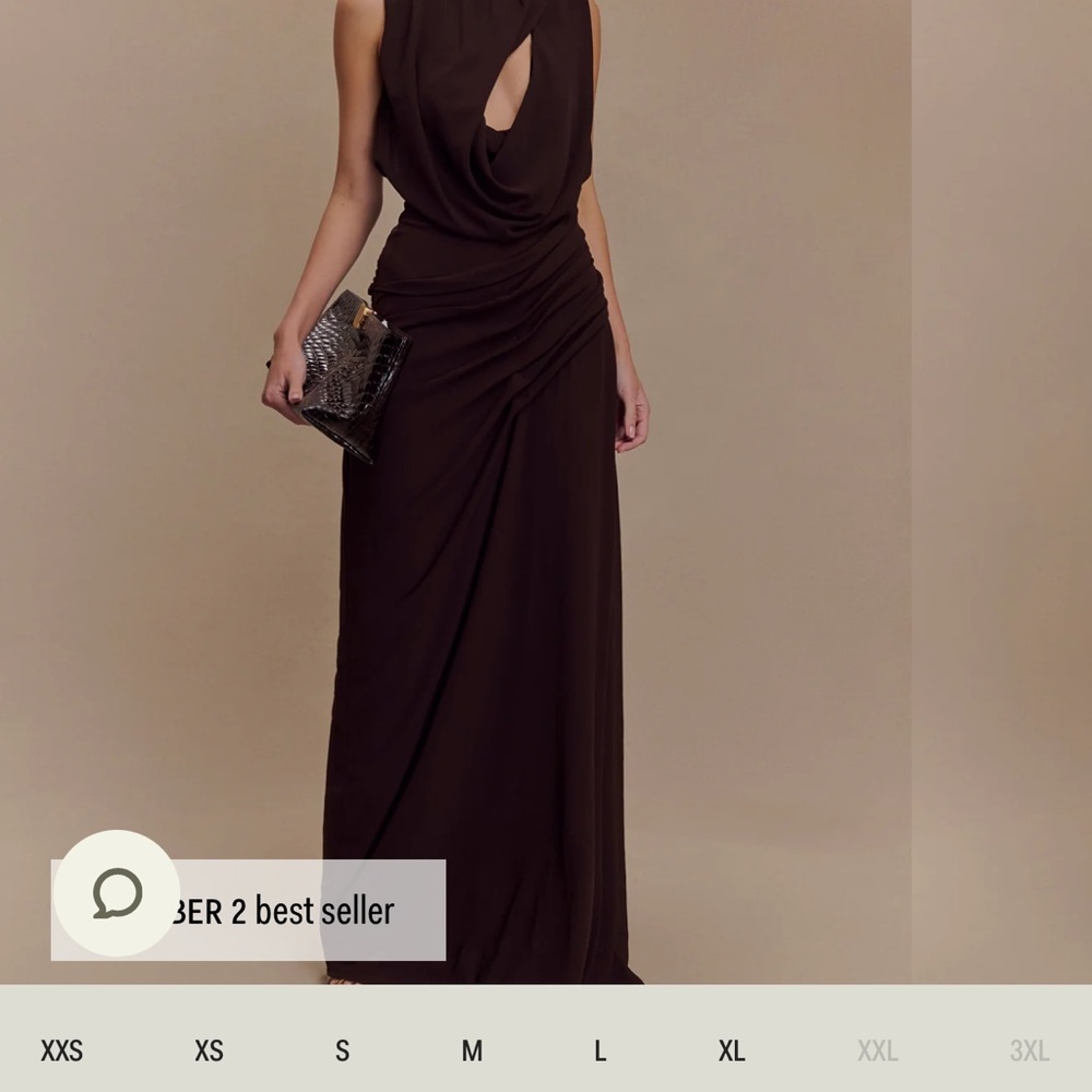 Meshki Dark Brown Draped Maxi Dress